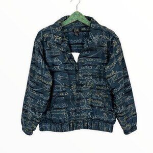EVR Vintage Jacket Medium Petite Blue‎ Zip Up Retro 90s Streetwear Casual